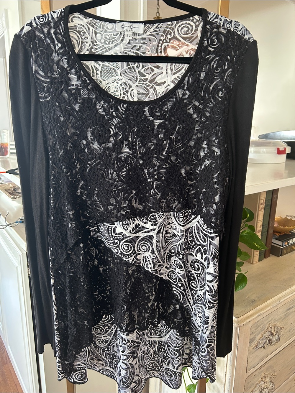 CoverCharge Black Lace Overlay Tunic